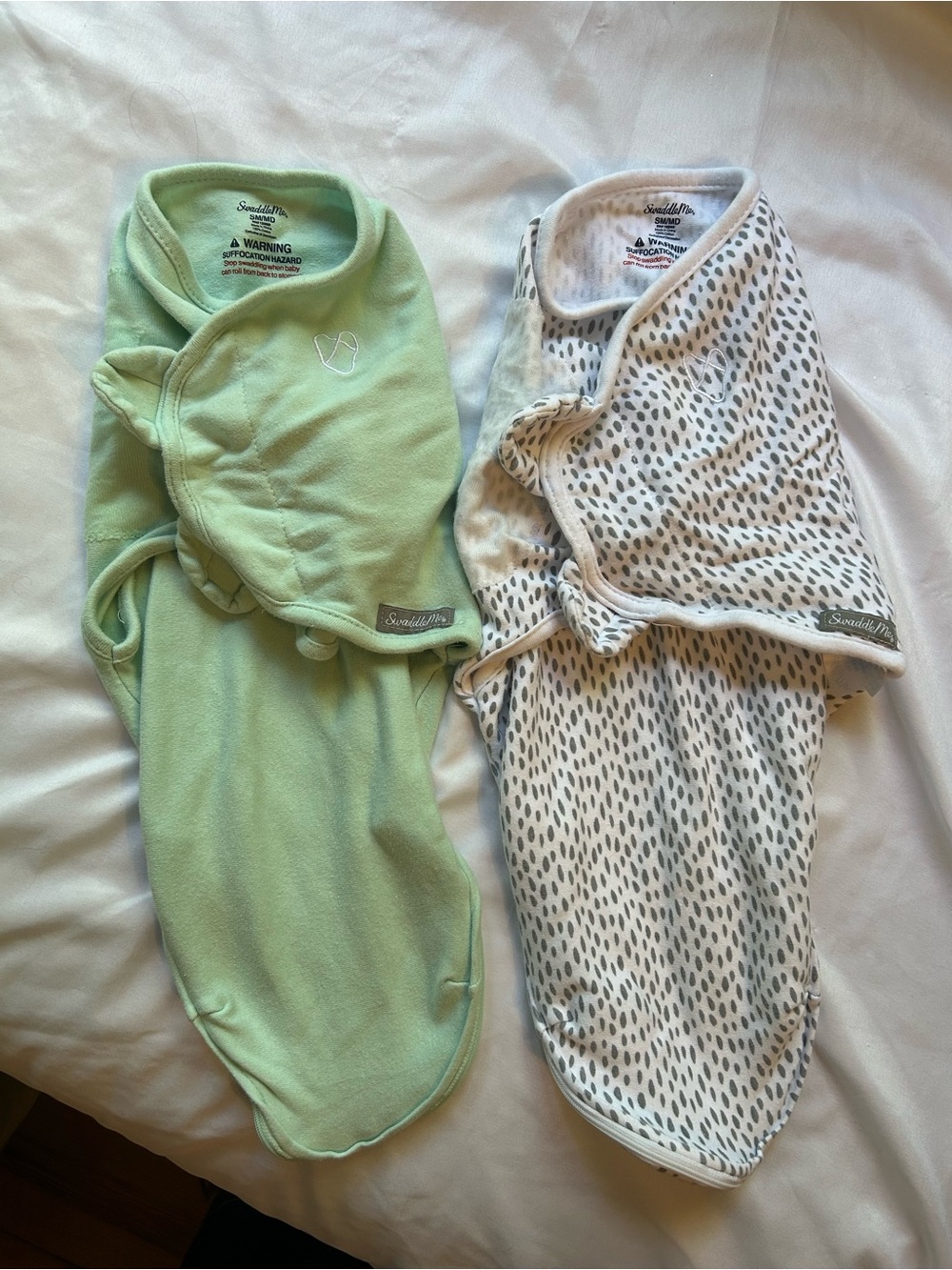 SwaddleMe Two-Pack Sleep Sacks in Mint Green and Cream with Gray Dash